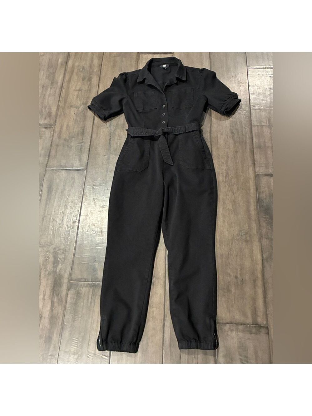 Paige Mayslie Denim Jumpsuit in Washed Black - Size 6 - Picture 8 of 16